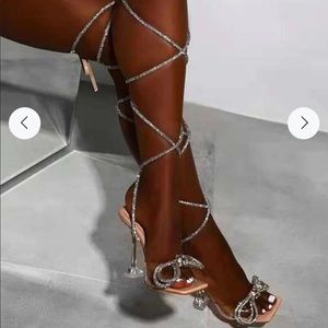 Strapped Bow Bling Heels